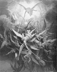 The Fall of the Rebel Angels, från bok I av "Paradise Lost" av John Milton (1608-74) c.1868